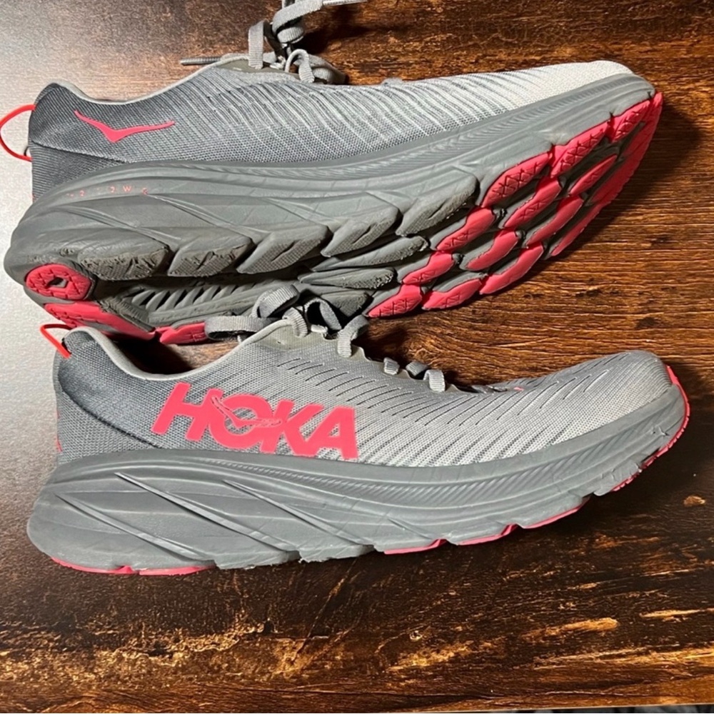 Hoka Women's Athletic Shoes in Gray and Red